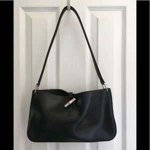 Vintage Longchamp Roseau black leather purse